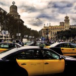 Concentració de taxistes a la Pl. Sant Jaume de Barcelona