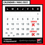 Calendari formacions Maig 2022